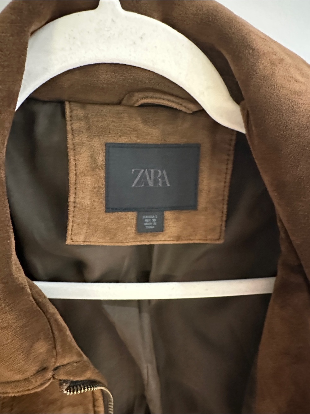 Zara Brown faux Suede Bomber Jacket - Picture 2 of 5